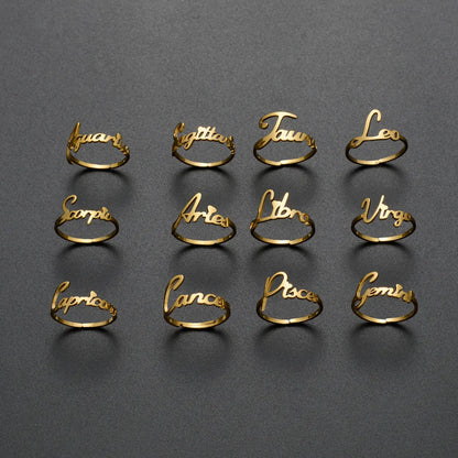 Wholesale Jewelry Basic Classic Style Constellation 201 Stainless Steel 18K Gold Plated Polishing Open Rings