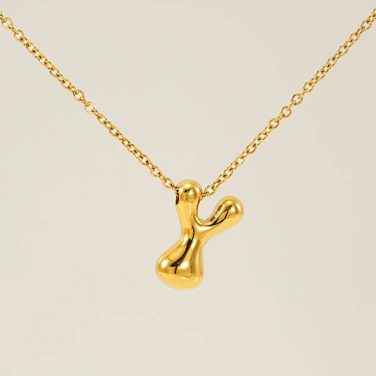 Wholesale Jewelry Basic Classic Style Letter 304 Stainless Steel 18K Gold Plated Plating Pendant Necklace