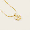 Wholesale Jewelry Basic Classic Style Letter Flower 304 Stainless Steel Shell 18K Gold Plated Plating Inlay Pendant Necklace