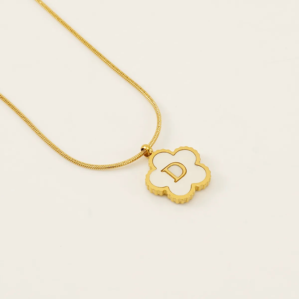 Wholesale Jewelry Basic Classic Style Letter Flower 304 Stainless Steel Shell 18K Gold Plated Plating Inlay Pendant Necklace