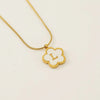 Wholesale Jewelry Basic Classic Style Letter Flower 304 Stainless Steel Shell 18K Gold Plated Plating Inlay Pendant Necklace