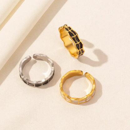 Wholesale Jewelry Basic French Style Classic Style Geometric 304 Stainless Steel 18K Gold Plated Polishing Enamel Open Rings