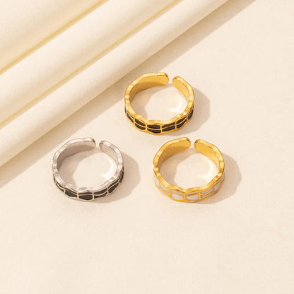 Wholesale Jewelry Basic French Style Classic Style Geometric 304 Stainless Steel 18K Gold Plated Polishing Enamel Open Rings