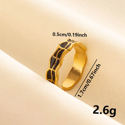 Wholesale Jewelry Basic French Style Classic Style Geometric 304 Stainless Steel 18K Gold Plated Polishing Enamel Open Rings