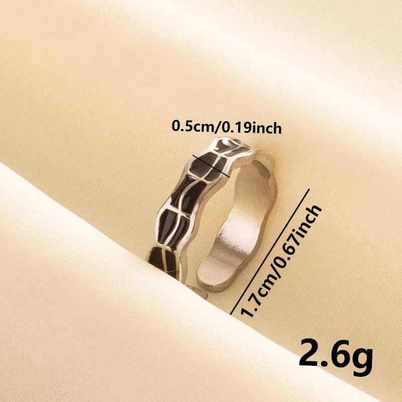 Wholesale Jewelry Basic French Style Classic Style Geometric 304 Stainless Steel 18K Gold Plated Polishing Enamel Open Rings