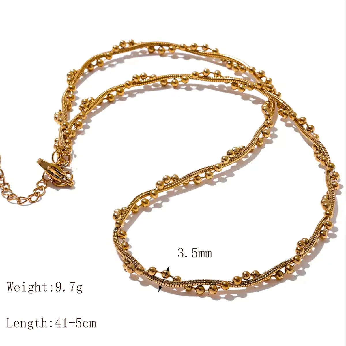 Wholesale Jewelry Basic French Style Commute Round Beads Solid Color 304 Stainless Steel 18K Gold Plated Necklace