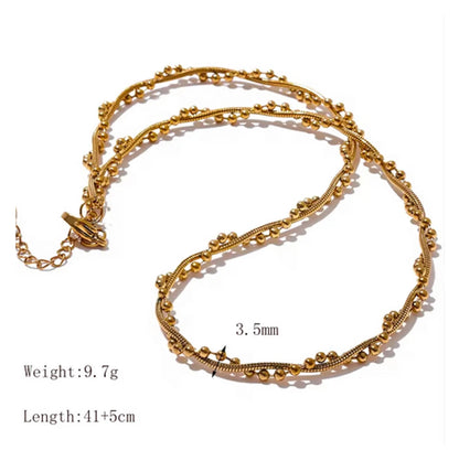 Wholesale Jewelry Basic French Style Commute Round Beads Solid Color 304 Stainless Steel 18K Gold Plated Necklace