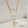 Wholesale Jewelry Basic Geometric Floral 304 Stainless Steel Double Layer Necklaces