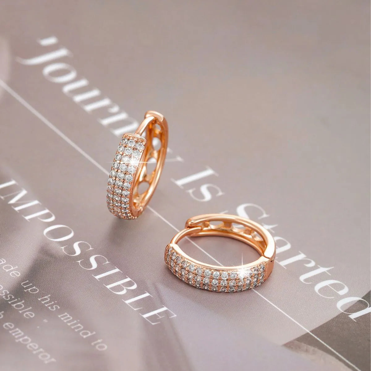 Wholesale Jewelry Basic Xuping Geometric Solid Color Alloy Zircon Plating Inlay Hoop Earrings