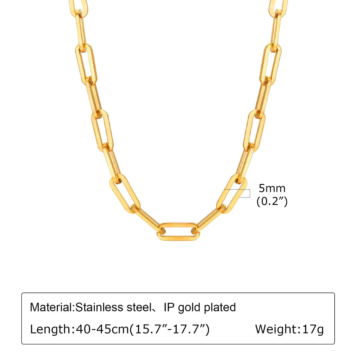 Wholesale Jewelry Basic IG Style Solid Color 201 Stainless Steel 18K Gold Plated Necklace