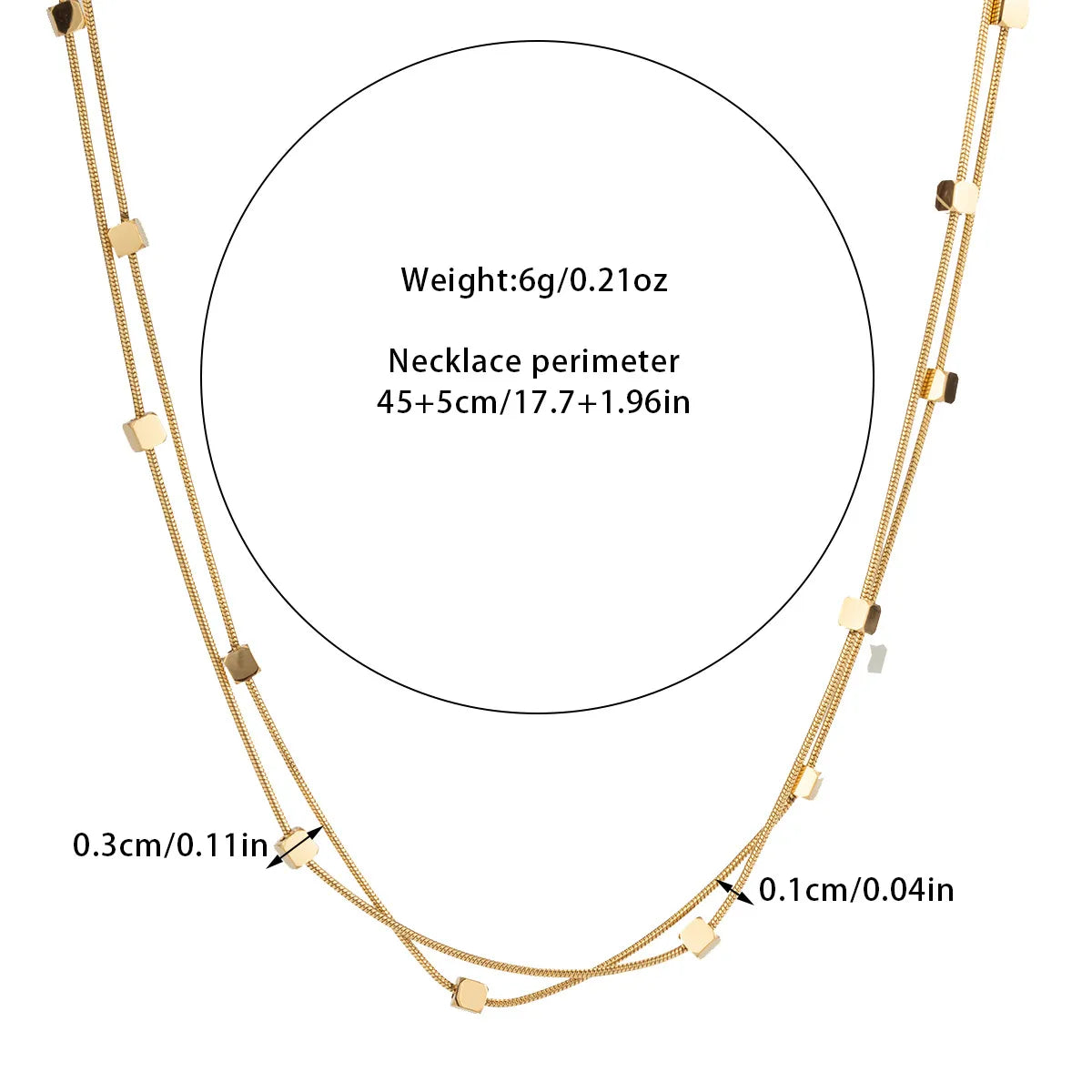 Wholesale Jewelry Basic Lady Classic Style Geometric Titanium Steel Plating Double Layer Necklaces