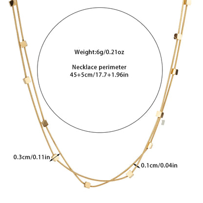 Wholesale Jewelry Basic Lady Classic Style Geometric Titanium Steel Plating Double Layer Necklaces