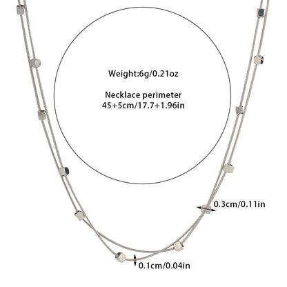 Wholesale Jewelry Basic Lady Classic Style Geometric Titanium Steel Plating Double Layer Necklaces