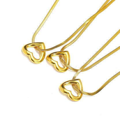 Wholesale Jewelry Basic Lady Classic Style Heart Shape Titanium Steel 18K Gold Plated Plating Pendant Necklace