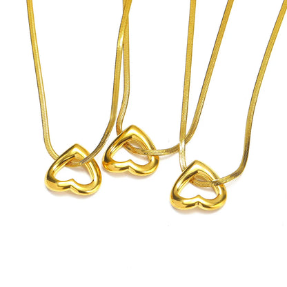 Wholesale Jewelry Basic Lady Classic Style Heart Shape Titanium Steel 18K Gold Plated Plating Pendant Necklace