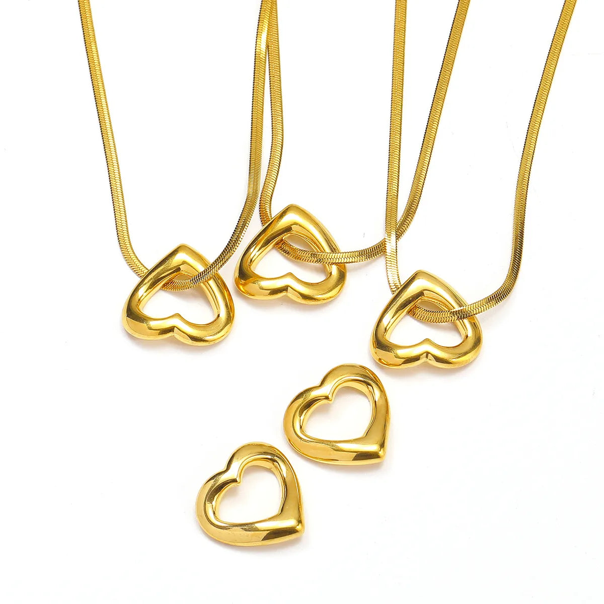 Wholesale Jewelry Basic Lady Classic Style Heart Shape Titanium Steel 18K Gold Plated Plating Pendant Necklace