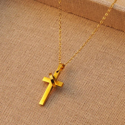 Wholesale Jewelry Basic Modern Style Classic Style Cross 201 Stainless Steel 18K Gold Plated Plating Chain Pendant Necklace