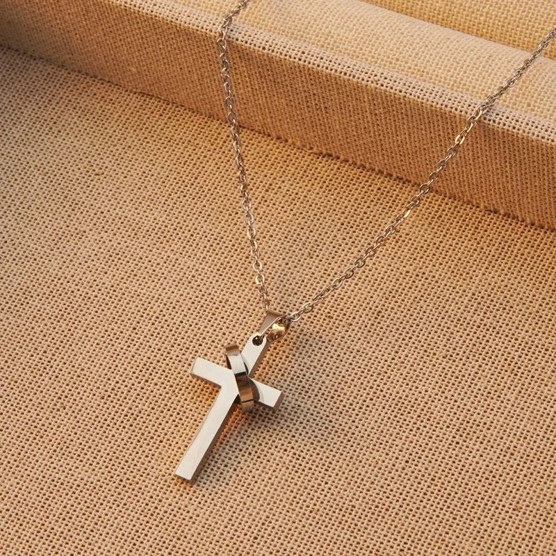 Wholesale Jewelry Basic Modern Style Classic Style Cross 201 Stainless Steel 18K Gold Plated Plating Chain Pendant Necklace