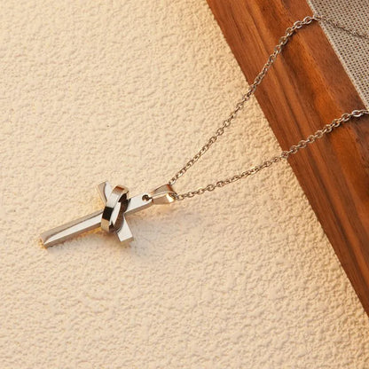 Wholesale Jewelry Basic Modern Style Classic Style Cross 201 Stainless Steel 18K Gold Plated Plating Chain Pendant Necklace