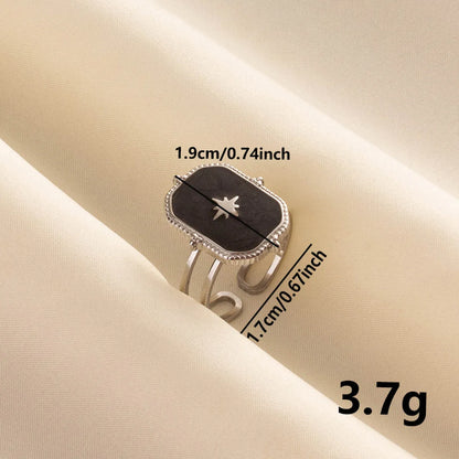 Wholesale Jewelry Basic Modern Style Classic Style Eight Awn Star Geometric 304 Stainless Steel 18K Gold Plated Polishing Enamel Open Rings