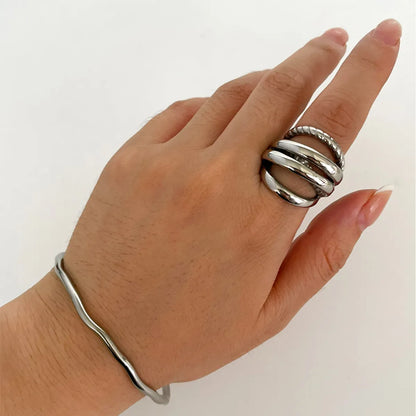 Wholesale Jewelry Basic Modern Style Classic Style Geometric 316L Stainless Steel  18K Gold Plated Irregular Rings