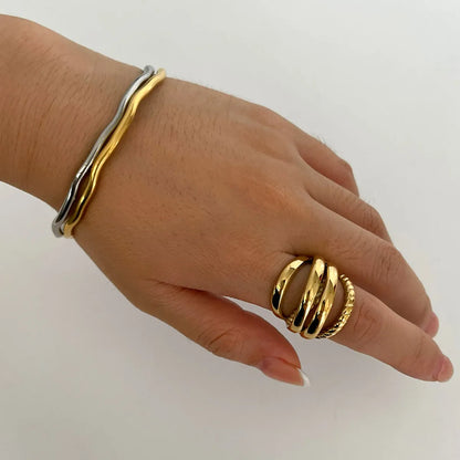 Wholesale Jewelry Basic Modern Style Classic Style Geometric 316L Stainless Steel  18K Gold Plated Irregular Rings