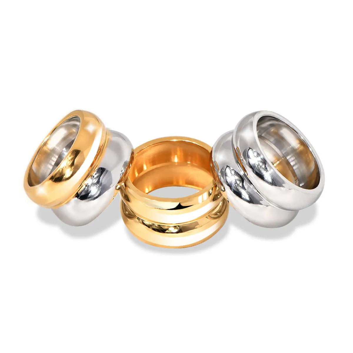 Wholesale Jewelry Basic Modern Style Classic Style Geometric Color Block Solid Color 304 Stainless Steel 18K Gold Plated Rings