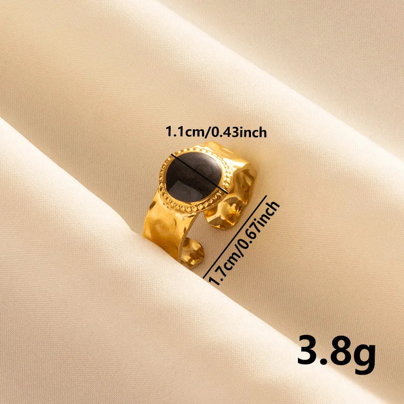 Wholesale Jewelry Basic Modern Style Classic Style Geometric Round 304 Stainless Steel 18K Gold Plated Polishing Enamel Open Rings