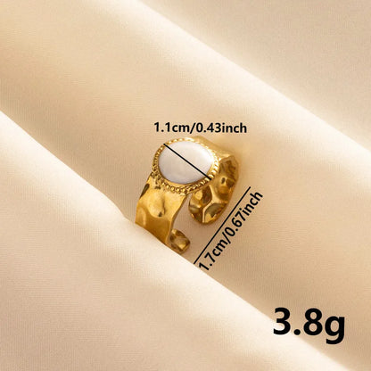 Wholesale Jewelry Basic Modern Style Classic Style Geometric Round 304 Stainless Steel 18K Gold Plated Polishing Enamel Open Rings