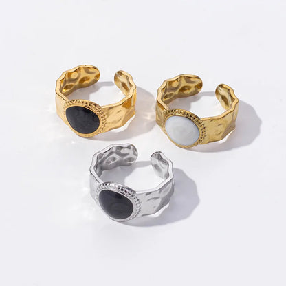 Wholesale Jewelry Basic Modern Style Classic Style Geometric Round 304 Stainless Steel 18K Gold Plated Polishing Enamel Open Rings