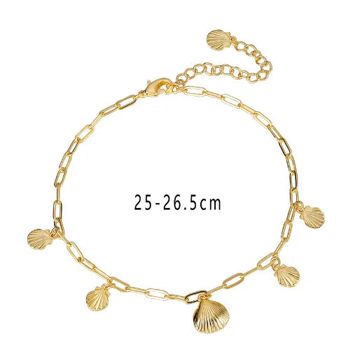 Wholesale Jewelry Basic Modern Style Classic Style Geometric Scallop Copper 18K Gold Plated Plating Anklet