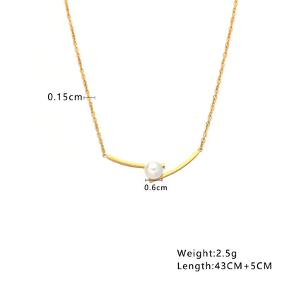 Wholesale Jewelry Basic Modern Style Classic Style Geometric Titanium Steel Artificial Pearls Plating Inlay Double Layer Necklaces Pendant Necklace