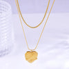 Wholesale Jewelry Basic Modern Style Classic Style Heart Shape Titanium Steel Plating Double Layer Necklaces