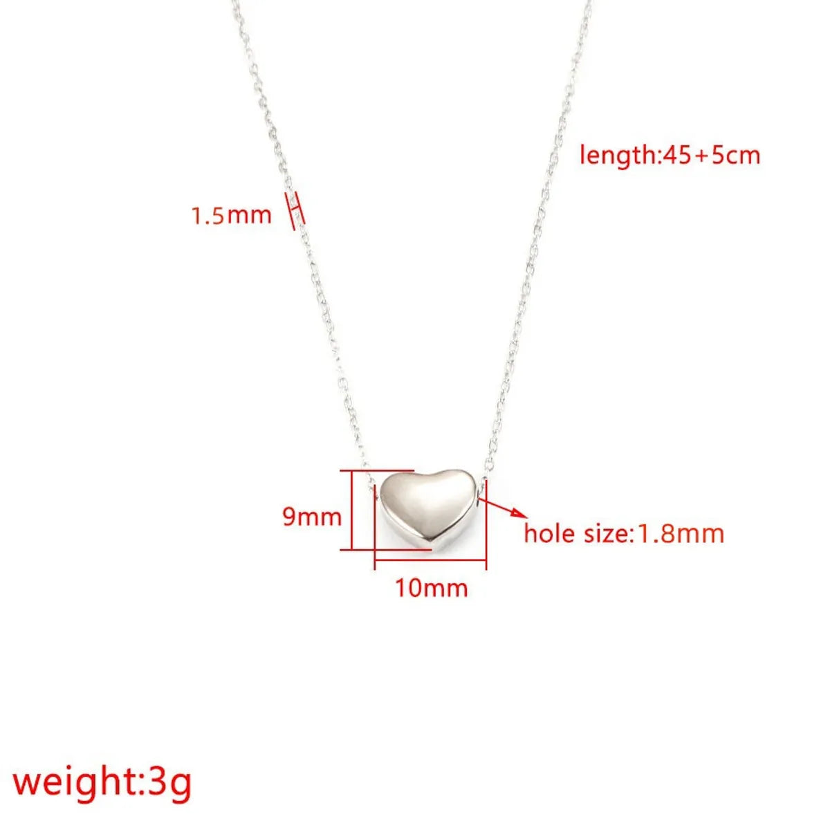 Wholesale Jewelry Basic Modern Style Classic Style Heart Shape Titanium Steel Plating Pendant Necklace