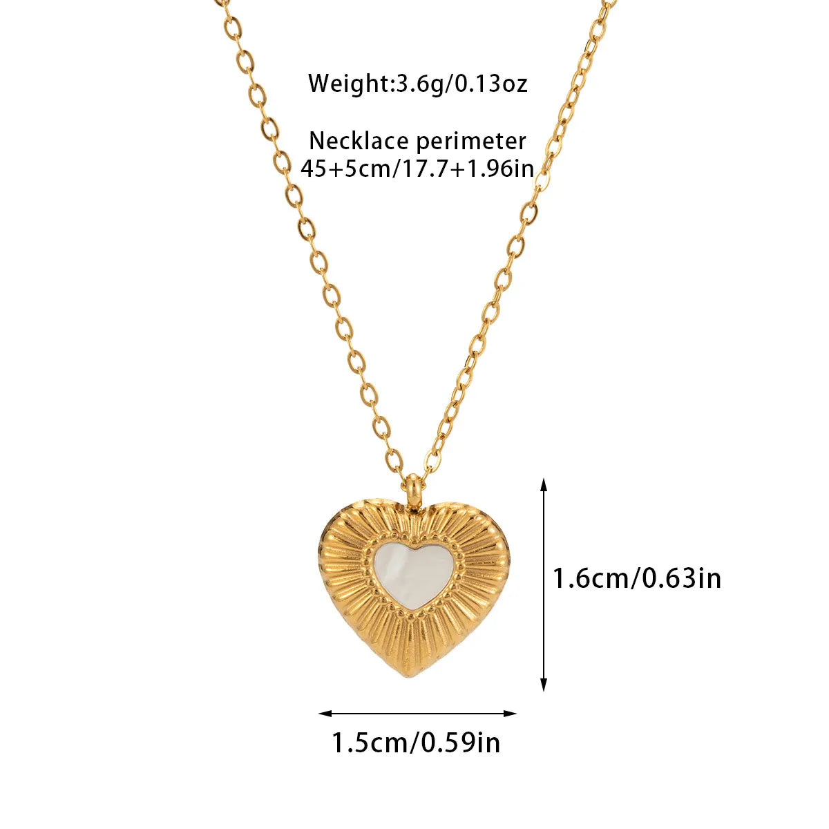 Wholesale Jewelry Basic Modern Style Classic Style Heart Shape Titanium Steel Shell Fritillary 18K Gold Plated Plating Inlay Pendant Necklace