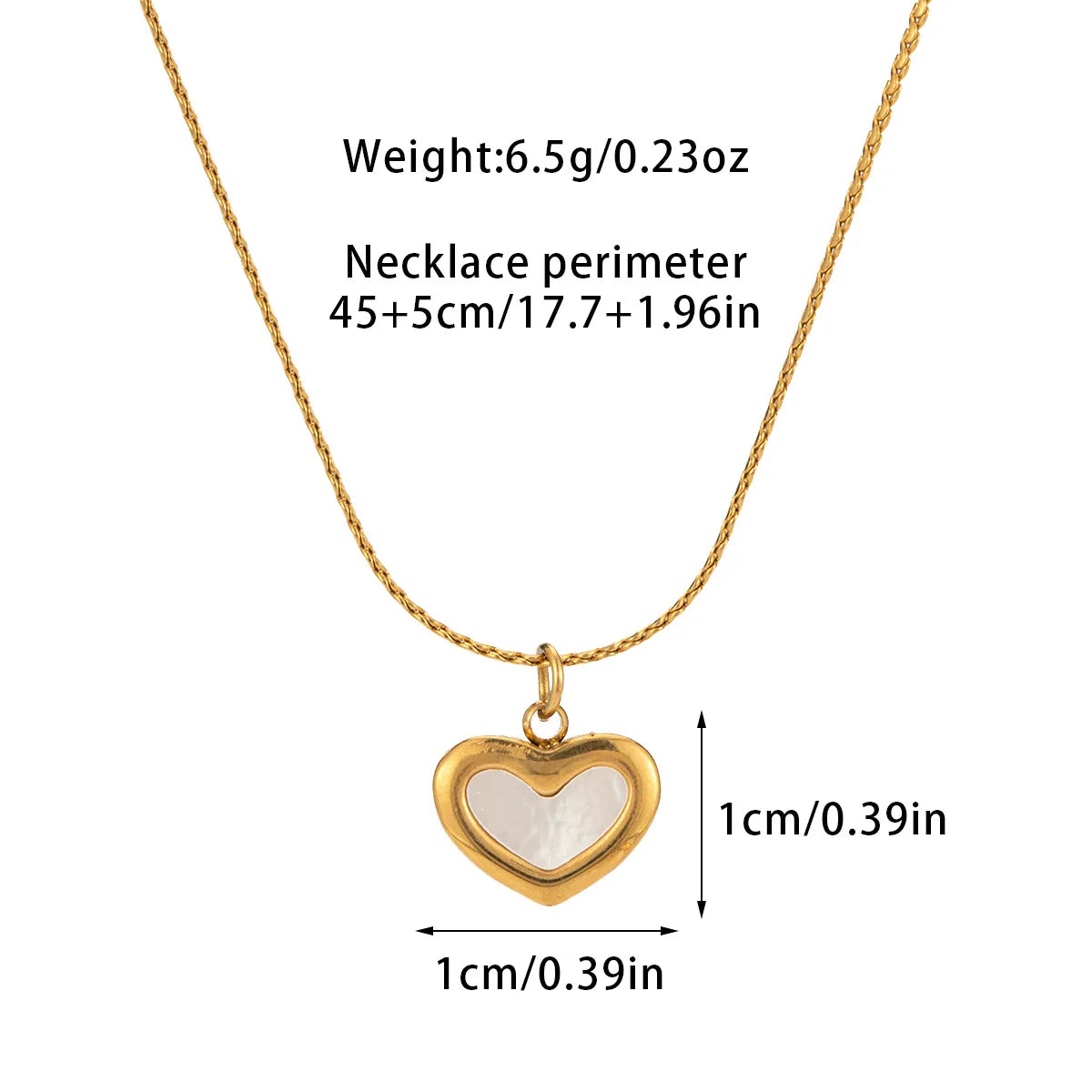 Wholesale Jewelry Basic Modern Style Classic Style Heart Shape Titanium Steel Shell Fritillary 18K Gold Plated Plating Inlay Pendant Necklace