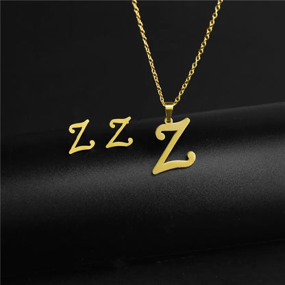 Wholesale Jewelry Basic Modern Style Classic Style Letter 304 Stainless Steel Plating Earrings Necklace Jewelry Set