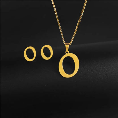 Wholesale Jewelry Basic Modern Style Classic Style Letter 304 Stainless Steel Plating Earrings Necklace Jewelry Set