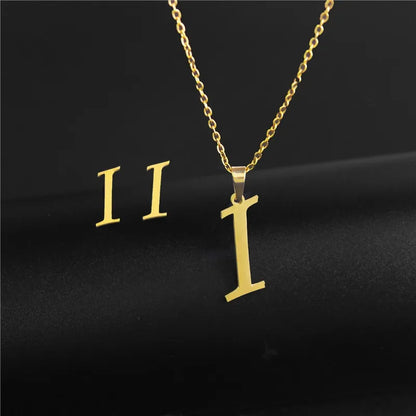 Wholesale Jewelry Basic Modern Style Classic Style Letter 304 Stainless Steel Plating Earrings Necklace Jewelry Set