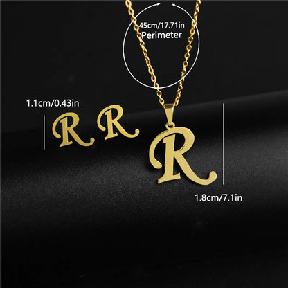 Wholesale Jewelry Basic Modern Style Classic Style Letter 304 Stainless Steel Plating Earrings Necklace Jewelry Set