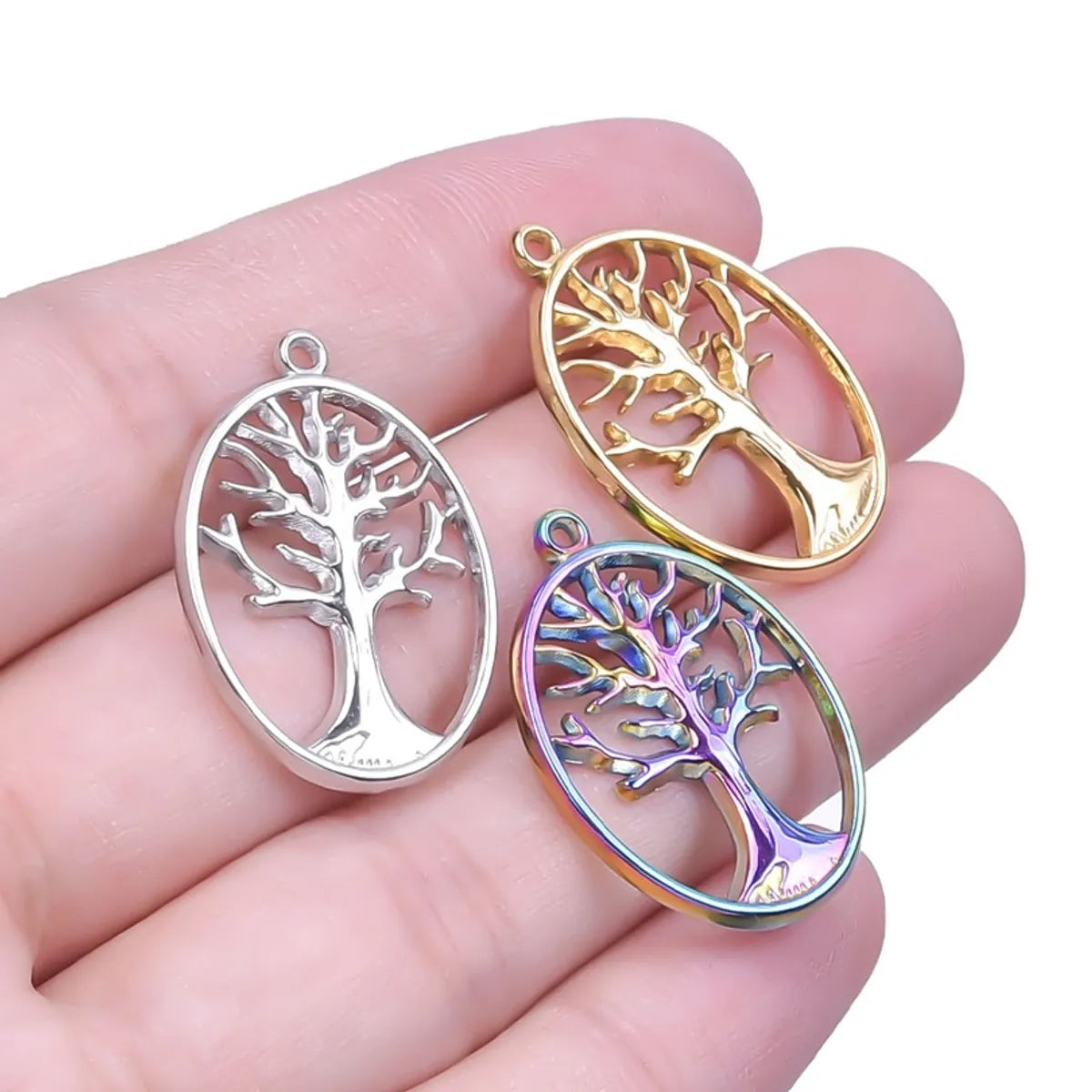 Wholesale Jewelry Basic Modern Style Classic Style Life Tree 304 Stainless Steel 18K Gold Plated Plating Pendant Necklace