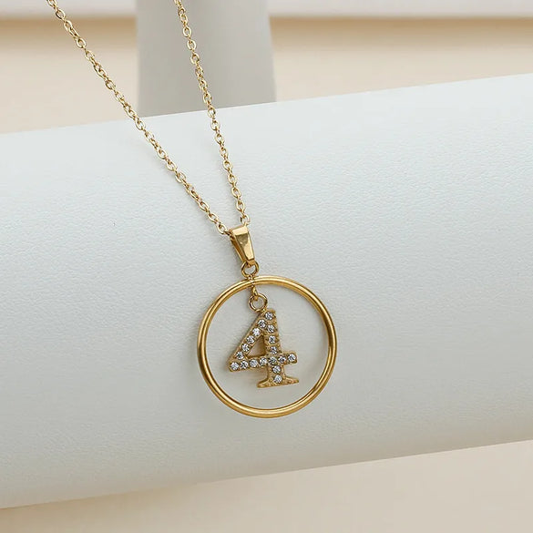 Wholesale Jewelry Basic Modern Style Classic Style Number Titanium Steel Zircon Plating Inlay Pendant Necklace