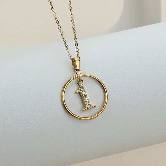 Wholesale Jewelry Basic Modern Style Classic Style Number Titanium Steel Zircon Plating Inlay Pendant Necklace