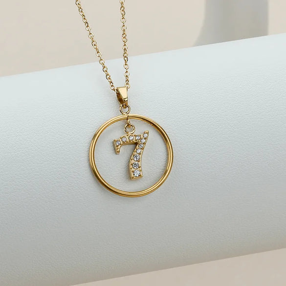 Wholesale Jewelry Basic Modern Style Classic Style Number Titanium Steel Zircon Plating Inlay Pendant Necklace