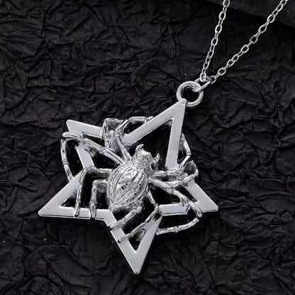 Wholesale Jewelry Basic Modern Style Classic Style Pentagram Spider Alloy Pendant Necklace