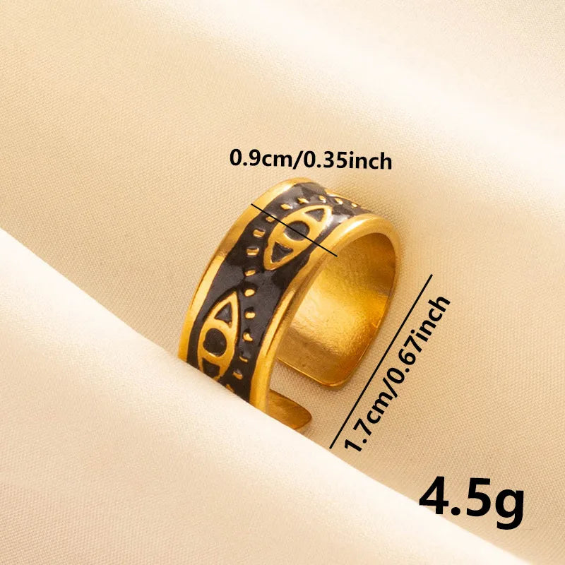 Wholesale Jewelry Basic Modern Style Geometric Devil'S Eye 304 Stainless Steel Polishing Enamel Open Rings