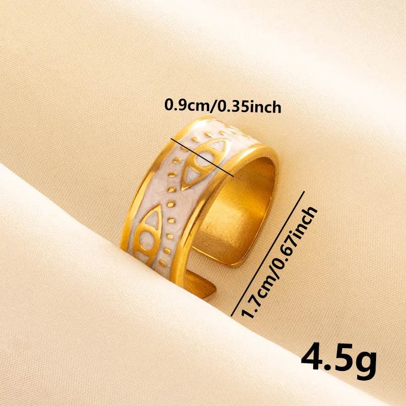 Wholesale Jewelry Basic Modern Style Geometric Devil'S Eye 304 Stainless Steel Polishing Enamel Open Rings