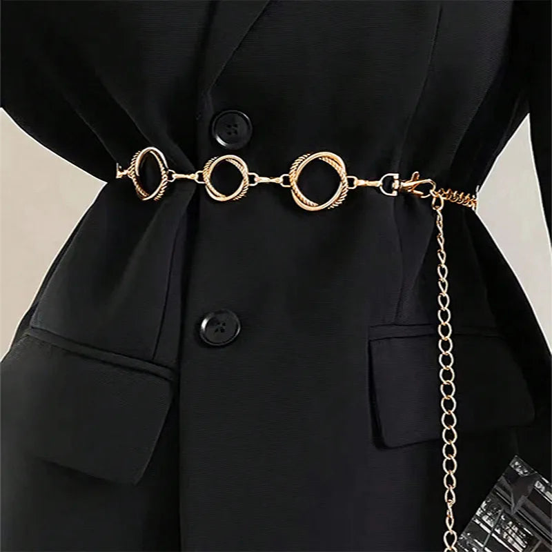 Wholesale Jewelry Basic Modern Style Solid Color Round Alloy Waist Chain