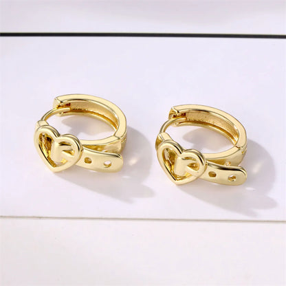 1 Pair Basic Retro Geometric Solid Color Plating Copper Alloy Brass Hoop Earrings