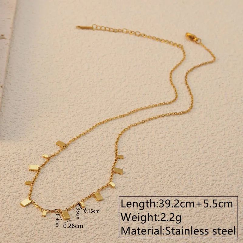 Wholesale Jewelry Basic Simple Style Artistic Leaf Square Butterfly 304 Stainless Steel 18K Gold Plated Plating Necklace